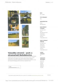 Výsadba stromů- park a stromořadí Bohdalovice